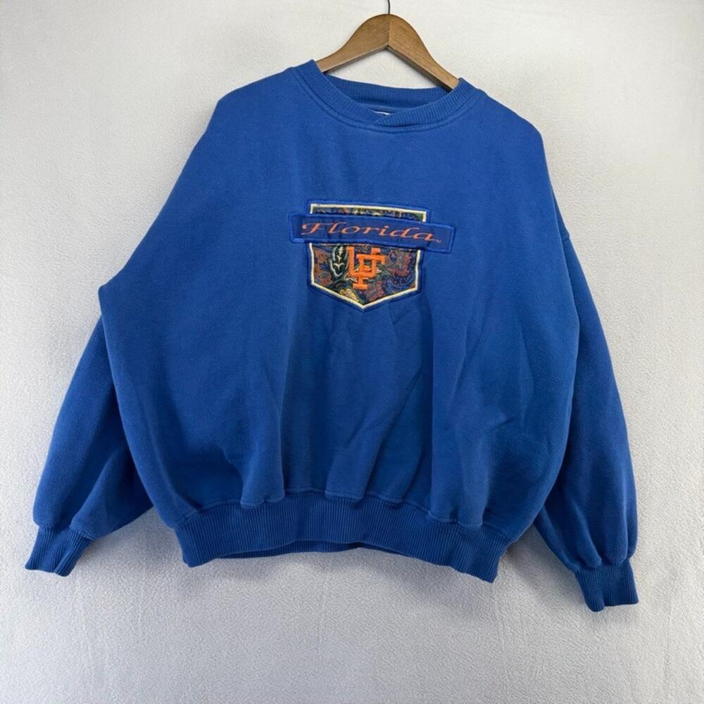 Vintage Florida Gators Sweatshirt men's XL Blue Embroidered Graphic Patch Retro